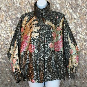 Vintage | Reversible Floral + Black Windbreaker
